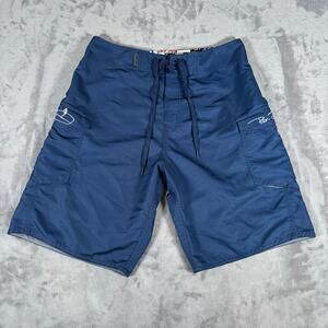 Ron Jon Surf Shop Blue Board Shorts Mens 31 Cargo Pockets Swim Trunks Surf